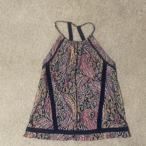 Paisley halter with strappy lace back